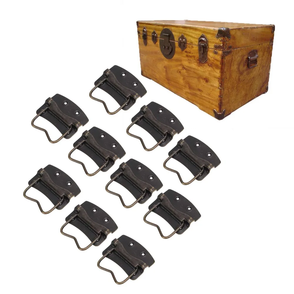 20 Sets Vintage Hardware Wooden Box Handles Metal Spray-Paint Antique Camphor Wood Cabinet Handles Bronze Side Ring Pull