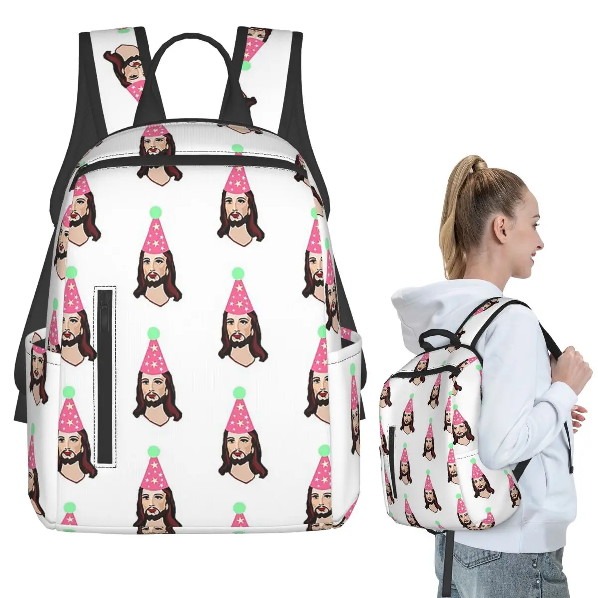 Happy Birthday Jesus Funny Christmas Shirt Backpack Student BookBag Boys Girls School Bag Laptop Shoulder Bags Men Women