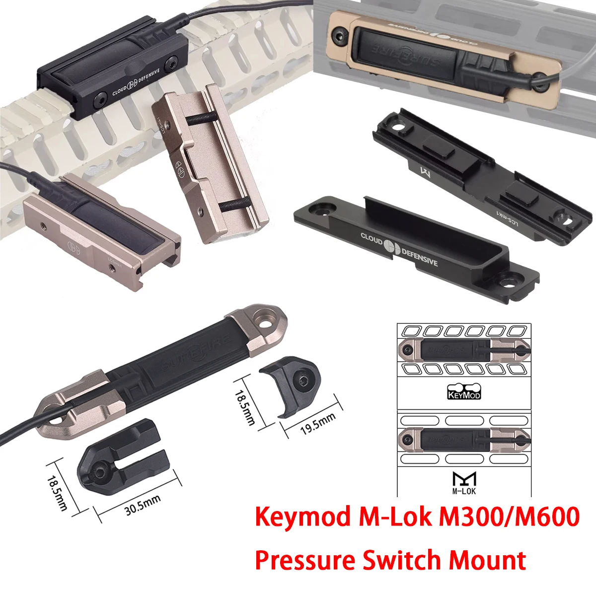 

Tactical Pressure Switch Mount Slot DBAL PEQ Surefire M600 M300 Flashlight Switch Keymod M-Lok Picatinny Hunting Accessories