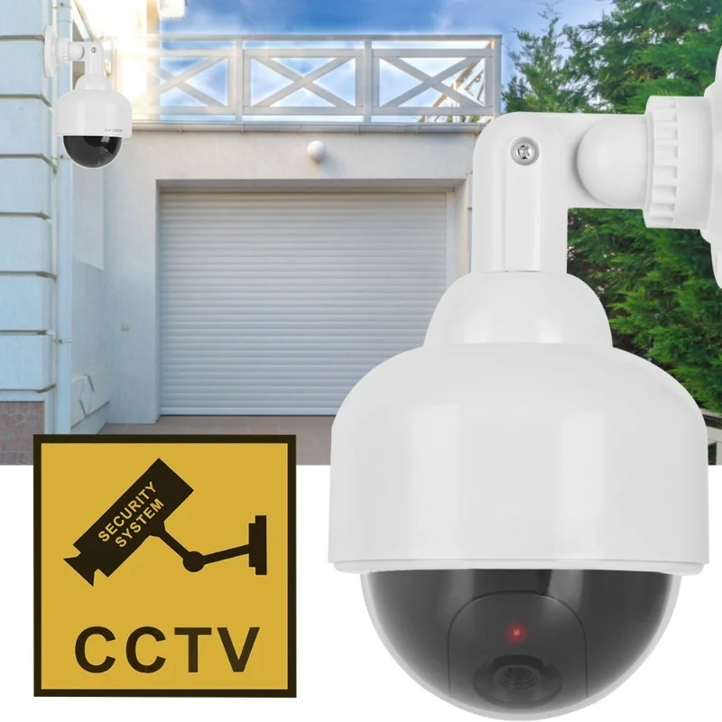 Fake Camera Waterproof Realistic Dummy Surveillance Security Cam With Flashing Red LED Light
