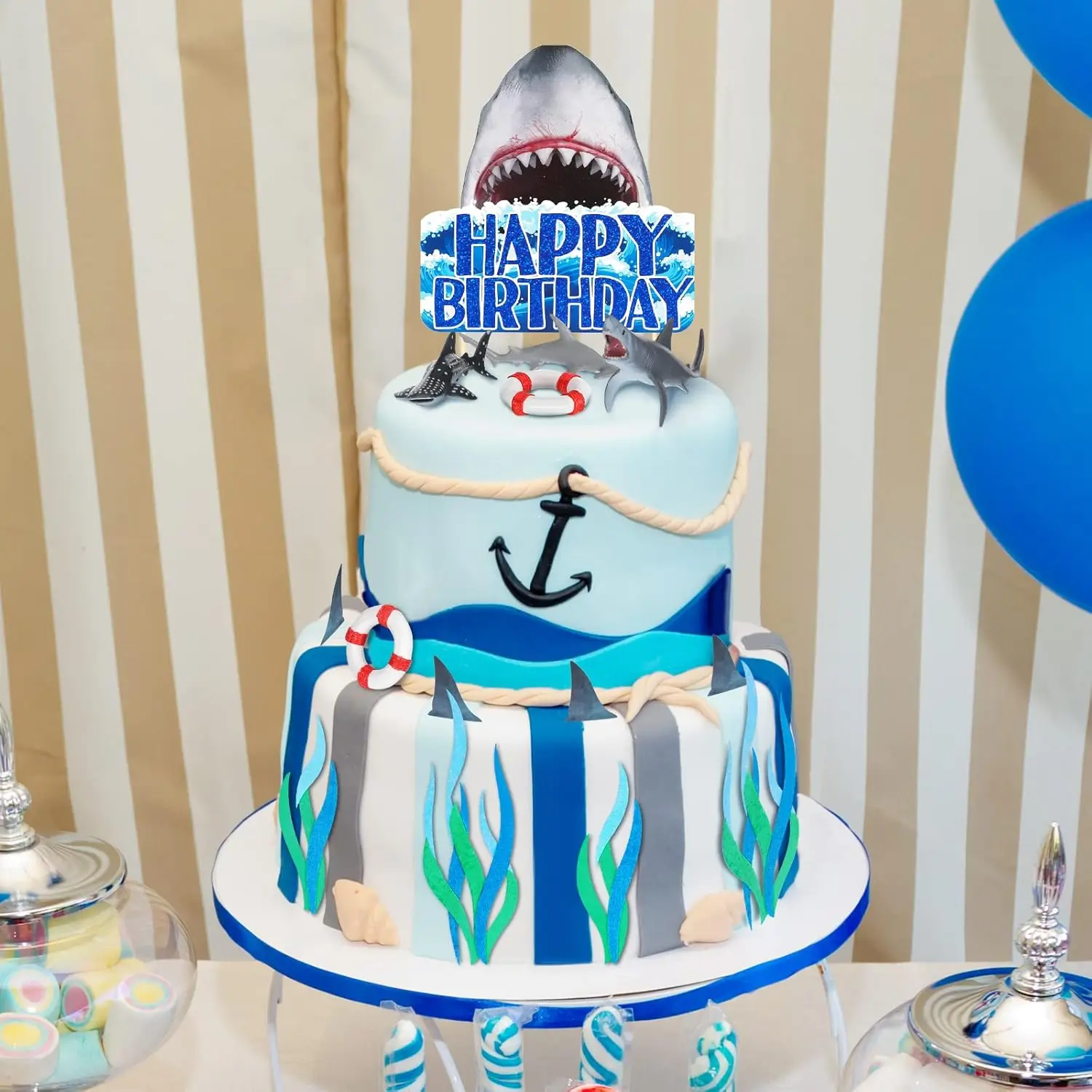 18er-Pack Hai-Kuchenaufsätze für die Angriffs-Meeresbewohner, Dekor, Ozean-Thema, Cupcake-Picks für Geburtstagsparty, Gastgeschenke, Zubehör – Detail 4