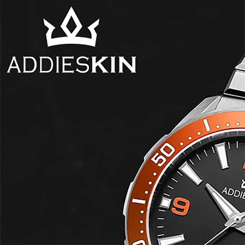 ADDIESKIN 40mm Men's Watch Sapphire Glass Luminous 20Bar Waterproof Suitable for Swimming 316L Stainless Steel Mechanical Watch
