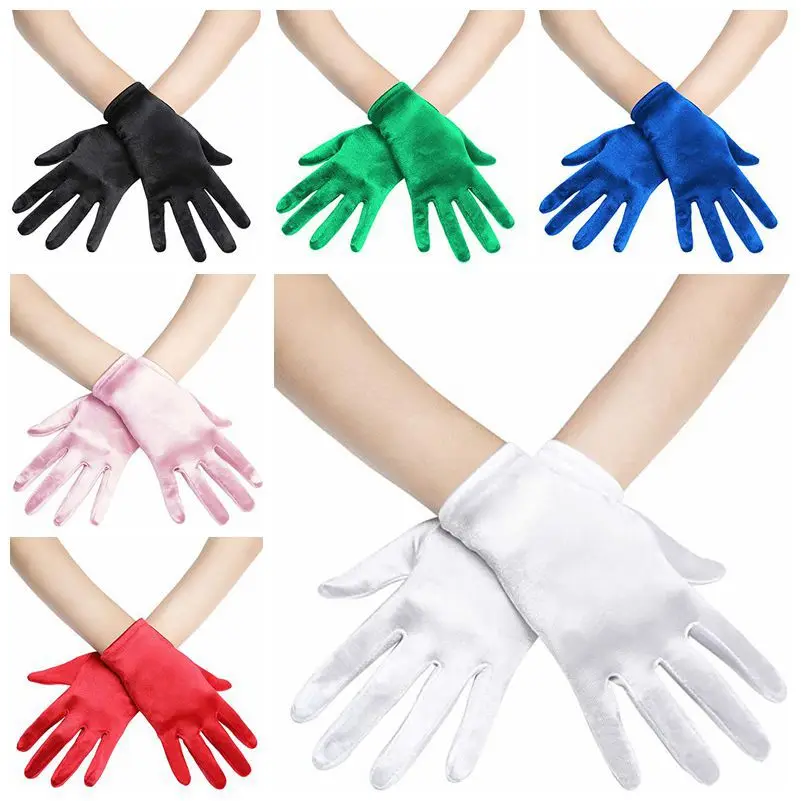 Gloves Women Satin Wedding Party Formal Dress Costume Accessory Soft Stretchy Elegant Lightweight Bridal Ceremony Standard Size