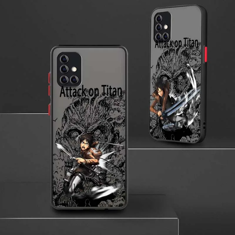 Attack on Titan Fashion Anime For Samsung A73 A72 A71 A55 A54 A53 A52 A51 A35 A25 A15 A14 5G Frosted Translucent Phone Case