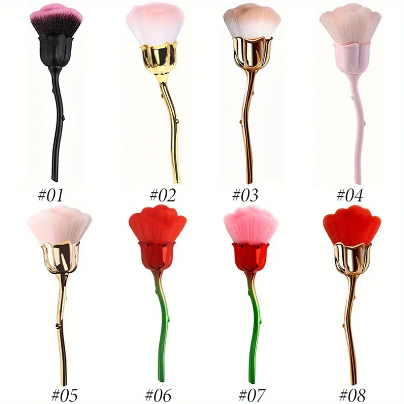 1PCS Flower Nail Brush For Manicure Rose Nail Art Brush Nail Accessories Tools Popular Round Gel polish Dust Cleaning Brushes