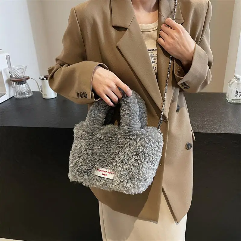 حقيبة كروس كاجوال من القطيفة للركاب، حقيبة يد كورية لطيفة للخريف والشتاء، حقيبة دلو للنساء هدايا عيد الميلاد