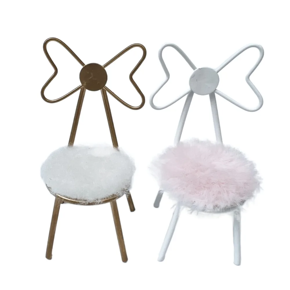 Butterfly Back 1:12 poppenhuisstoel met pluche kussen simulatie poppenhuis miniatuur model meubilair mini