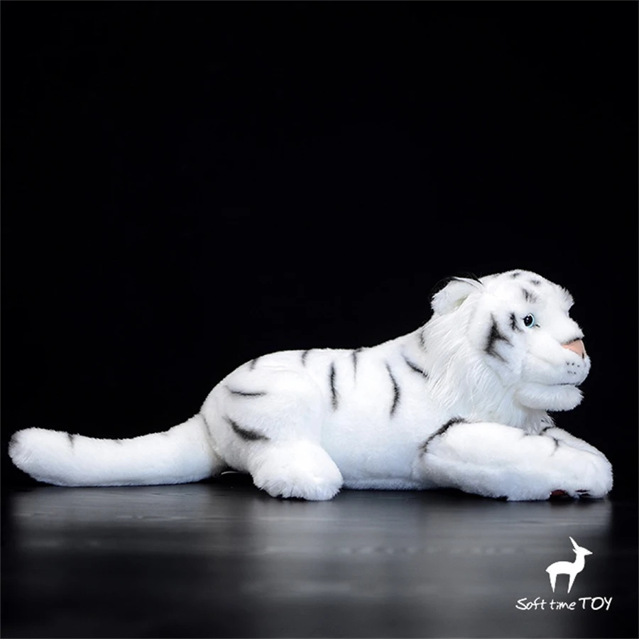 White Tiger High Fidelity อะนิเมะน่ารัก Plushie Bengal Tiger ของเล่นตุ๊กตาสัตว์ที่มีชีวิตชีวาจำลองตุ๊กตาตุ๊กตาคาวาอิของเล่นของขวัญ