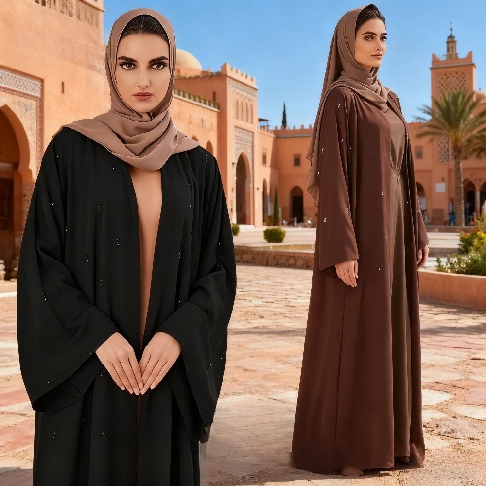 Eid Muslim Women Abaya Party Dresses Beading Cardigan 2026 Jalabiya  Abayas Kaftan Arab Long Robe Ramadan Morocco Dubai Islam