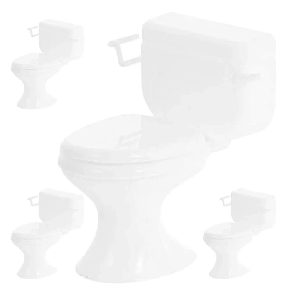 

Набор из 4 реалистичных миниатюрных аксессуаров для ванной комнаты для кукольного домика: унитаз, раковина, душ, ванна для реалистичной миниатюрной домашней сцены