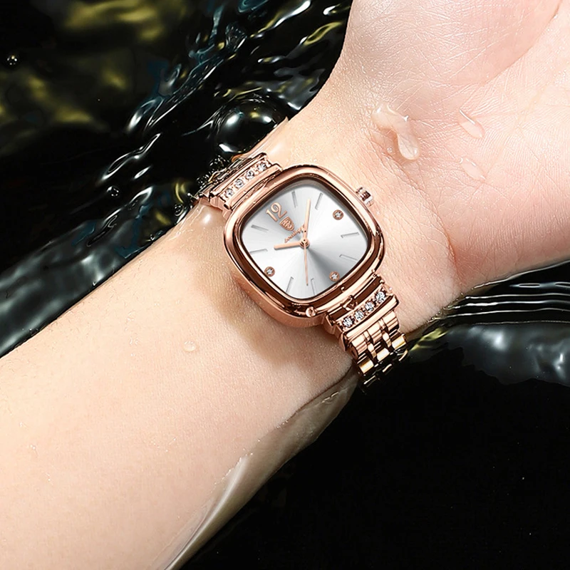 Часы наручные женские кварцевые с квадратным циферблатом, модные брендовые Роскошные водонепроницаемые элегантные, с кожаным ремешком, подарок для девушки