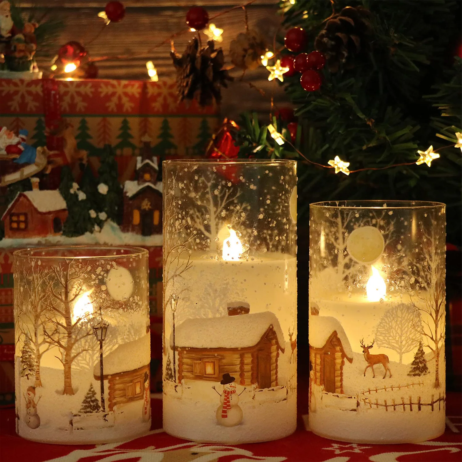 Battery Operated Flameless Candles Safe to Use Flickering LED Pillar Candles Suitable for Wedding Yard Garden