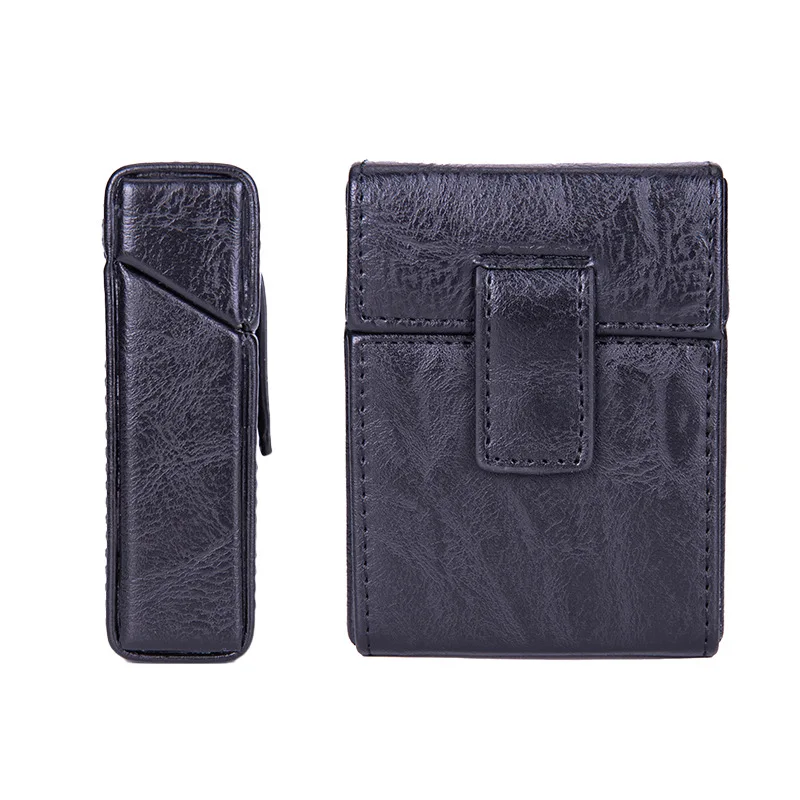 Men\'s Cigarette Case PU Leather Material Trendy Cigarette Lighter Storage Accessories