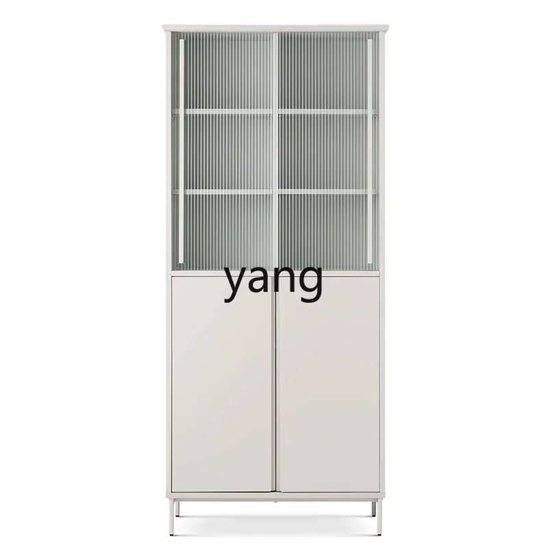 

YJQ Art Museum Bookcase Solid Wood Changhong Glass Modern Simple Wine Cabinet Cream