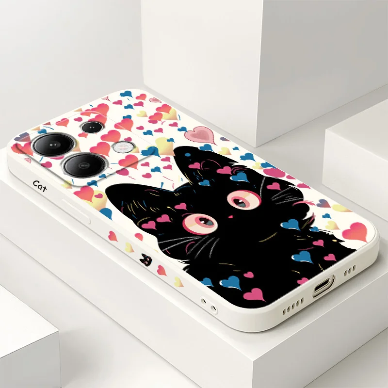 

Colored Cat Phone Case For Xiaomi Redmi Note 13 12 12S 11 11S 10 10S 9 9S Pro Plus 4G 5G Liquid Silicone Cover