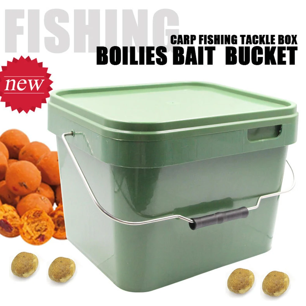 

1pc Fishing Square Bucket 10L Boilie Bucket For Carp Bait Fishing Square Feed Mixing Bucket Removable 3-part Inner Compartment