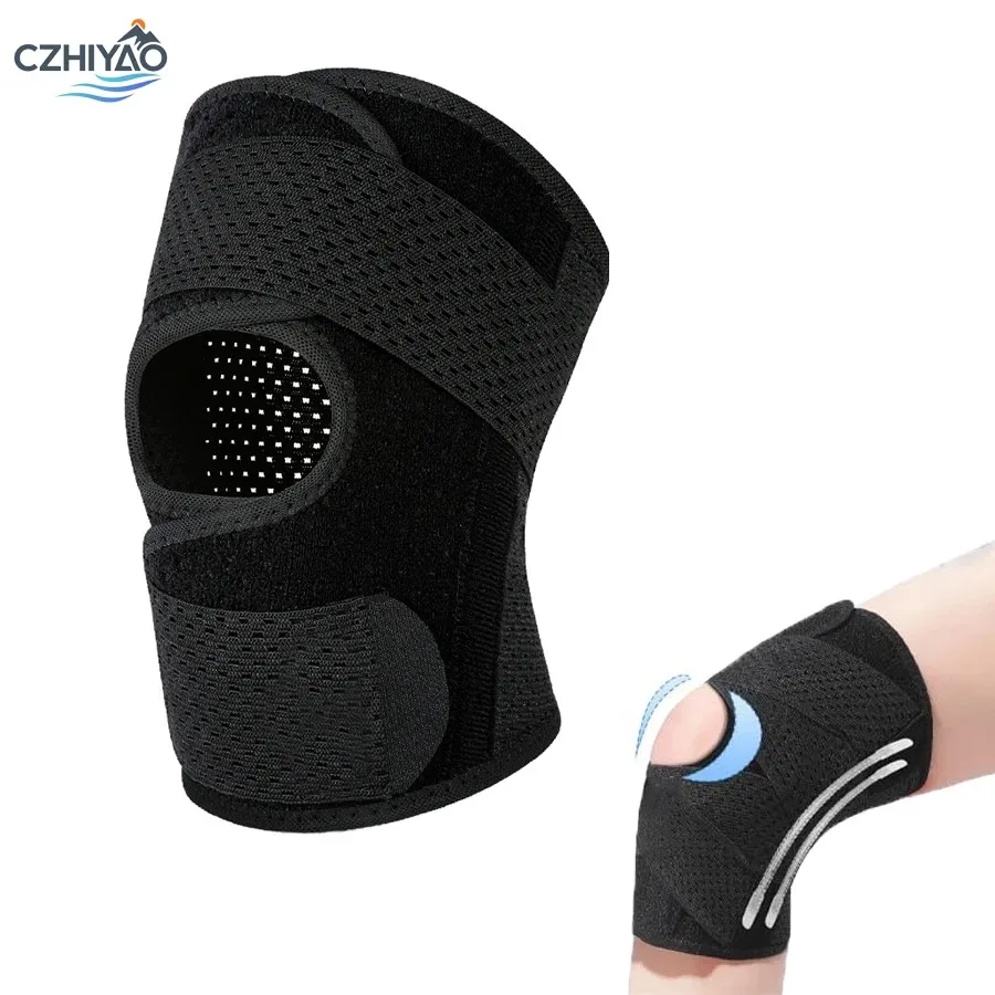 CZHIYAO Mesh Knee Brace With 4 Support Springs Adjustable Breathable Knee Support For Sports Running Joint Pain Injury Recovery