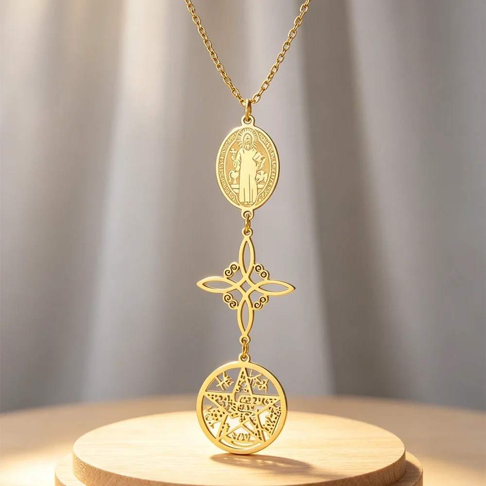colar-com-pingente-de-protecao-tripla-para-mulheres-com-motivos-de-sao-bento-no-de-bruxa-tetragramaton-e-pentagrama-feito-em-aco-inoxidavel-um-presente-de-joalheria