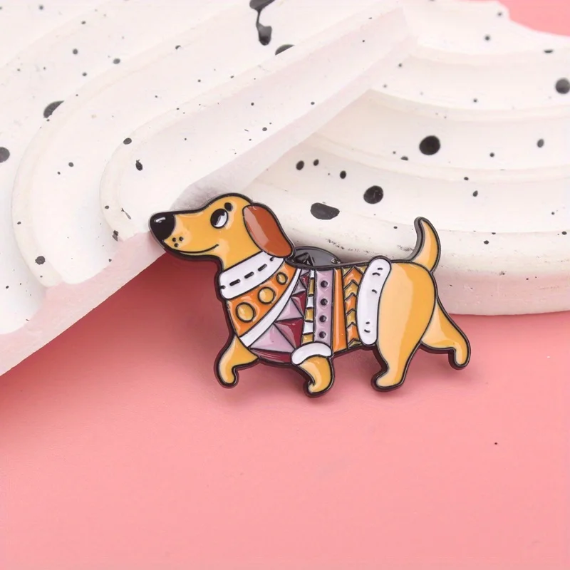 Lindo broche con emblema de perro salchicha