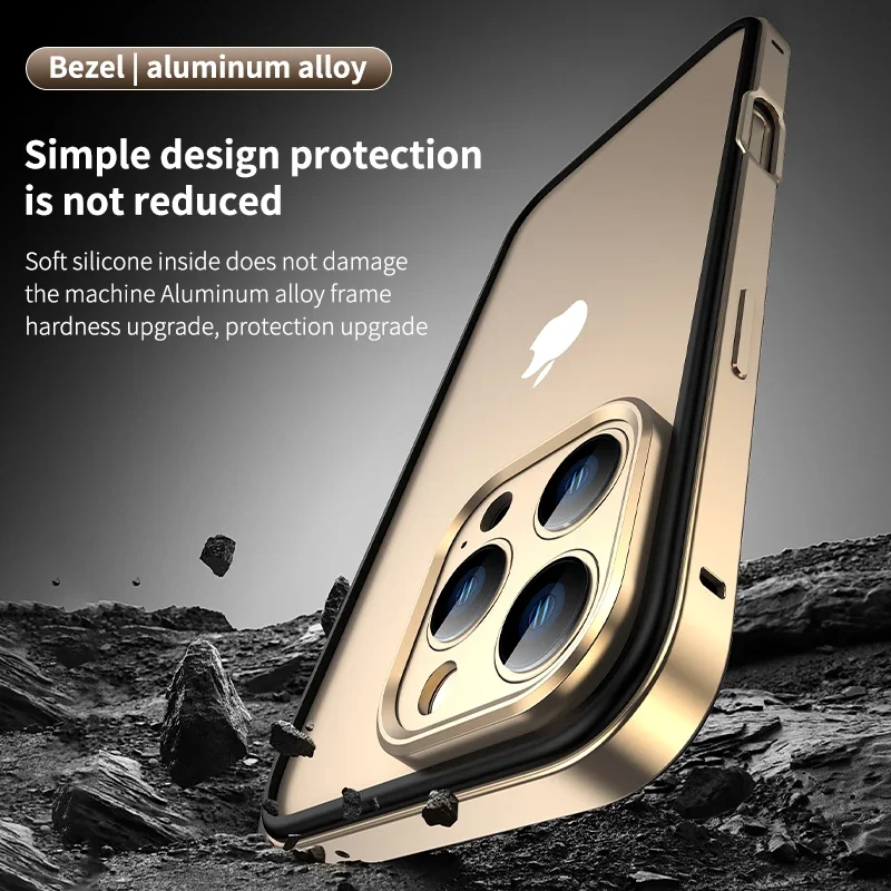 Ochrona aparatu + Hybrydowa ramka silikonowa z aluminiowym metalowym etui na telefon iPhone 17 16 15 Pro Max 14 13, lepszy odprowadzanie ciepła, bumper