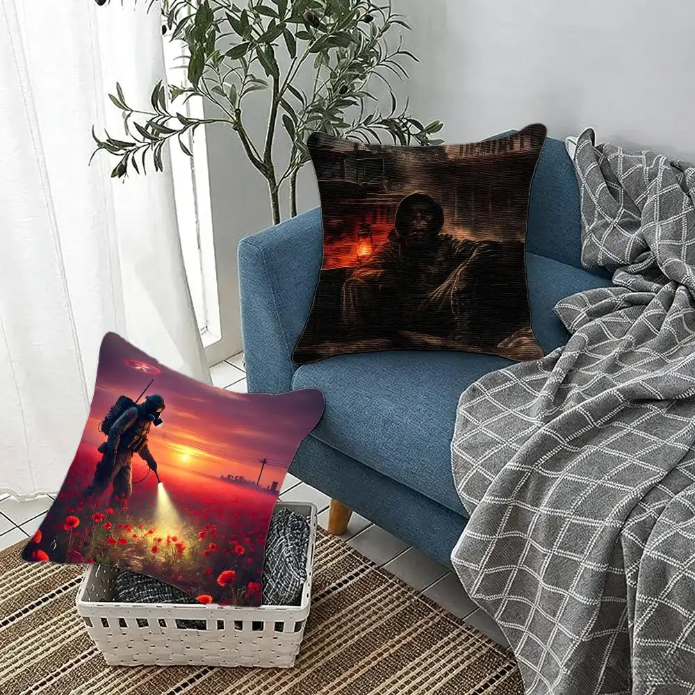 Gritty Survival Game S-STALKER 2 Heart of Chornobyl Cushion Cover Fluffy velvet Nordic style plush Living room sofa decorative
