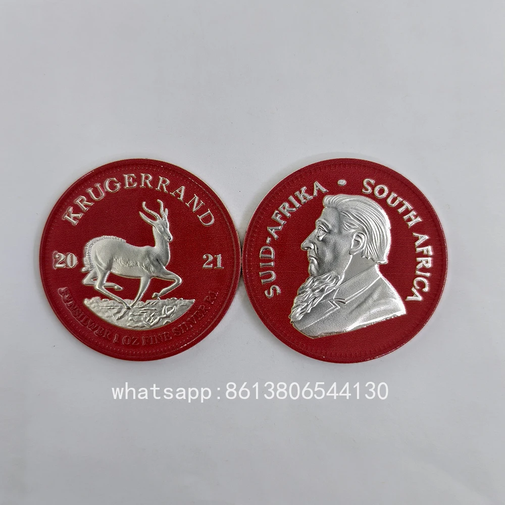 Moneda Krugerrand de Sudáfrica 2021 de 1 Onza Chapada en Oro Rojo, Artículo de Colección Muy Raro, Regalo para Coleccionistas de Monedas
