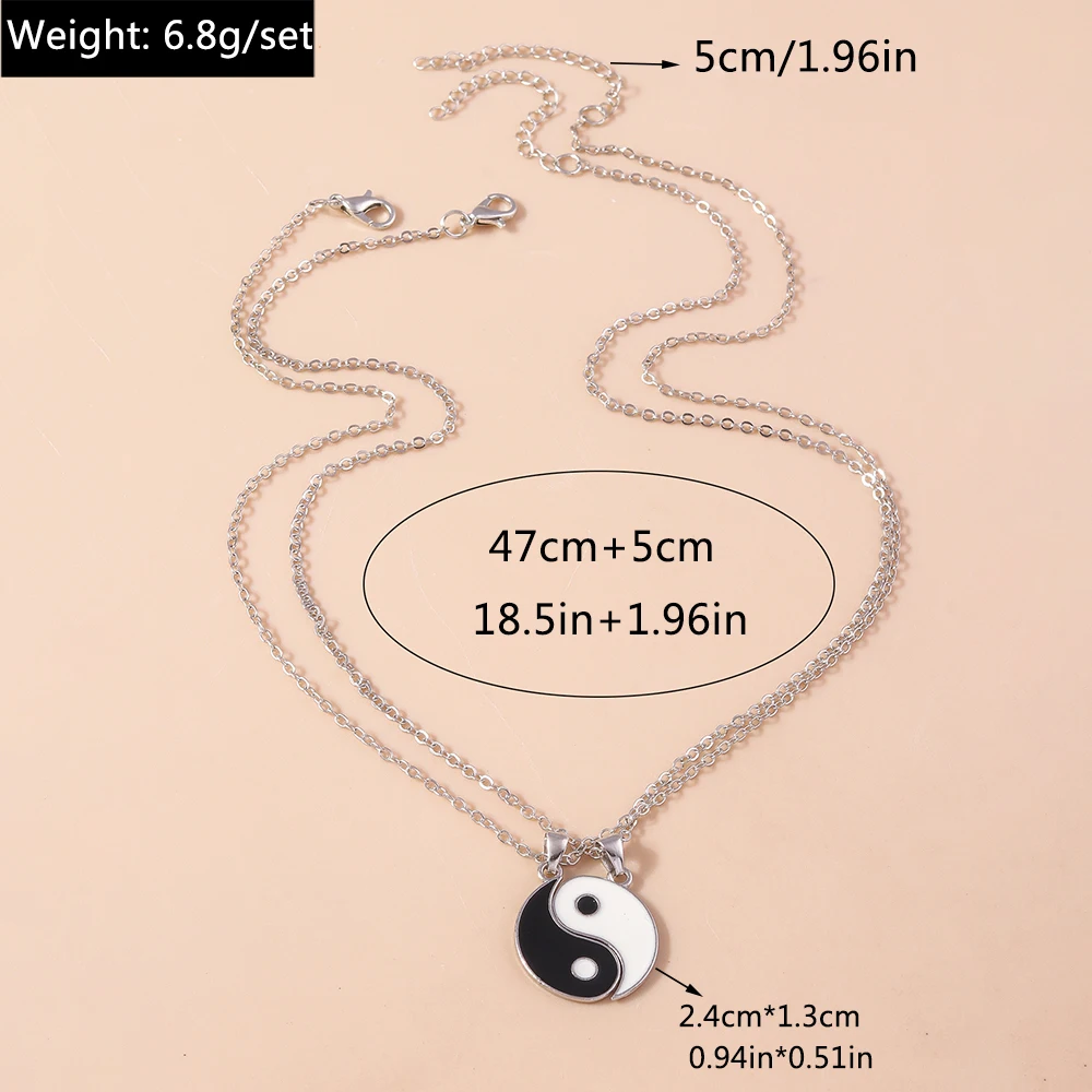 Aihua Heißer Verkauf Emaille Yin Yang Tai Chi Halskette für Frauen Männer Geburtstag Geschenk BFF Beste Freunde Paar Passenden Anhänger Halskette – Detail 15