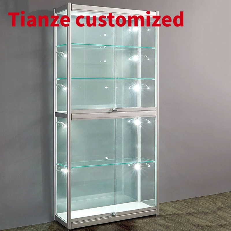 

(Customized) Retail Store Locking Glass Display Stand Showcase with SlidingAluminum Frame Curio Cabinet Glass Display