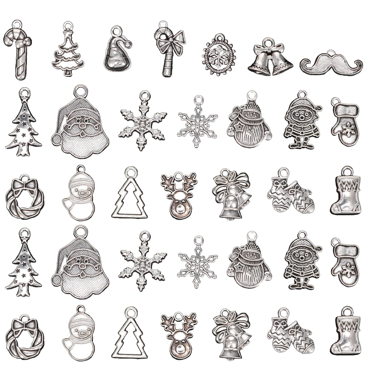 

63 Pcs Santa Claus Jewelry Christmas Necklace Charm Alloy Key Chain Pendant DIY Craft Supplies H made Accessories