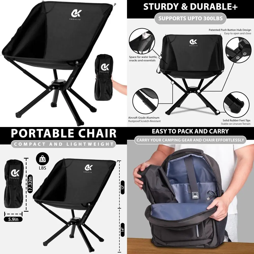 

Coolklick Camping Chairs, Beach Chair 330lb Capacity, Folding Chairs for Outside, Travel, Hiking, Backpacking & Adventure.