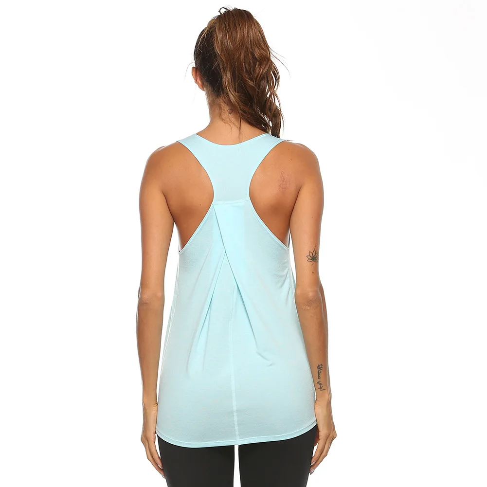 Sleeveless Racerback Yoga Vest Athletic Fitness Sport Tank Tops Gym Running Training Yoga Shirts Workout Tops for Women