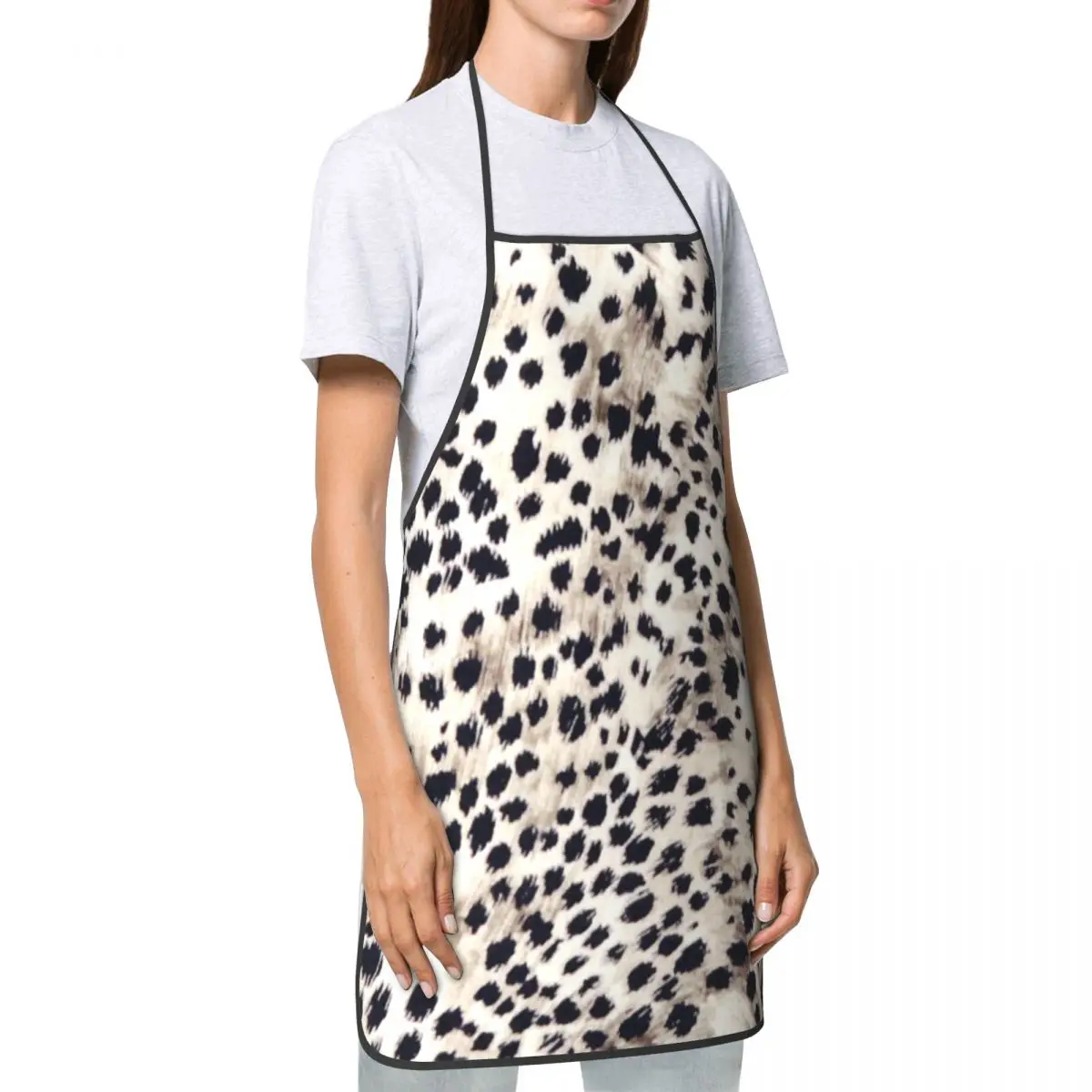 Unisex Faux Animal Fur Snow Leopard Kitchen Chef Cooking Baking Apron Women Men Tablier Cuisine for Gardening