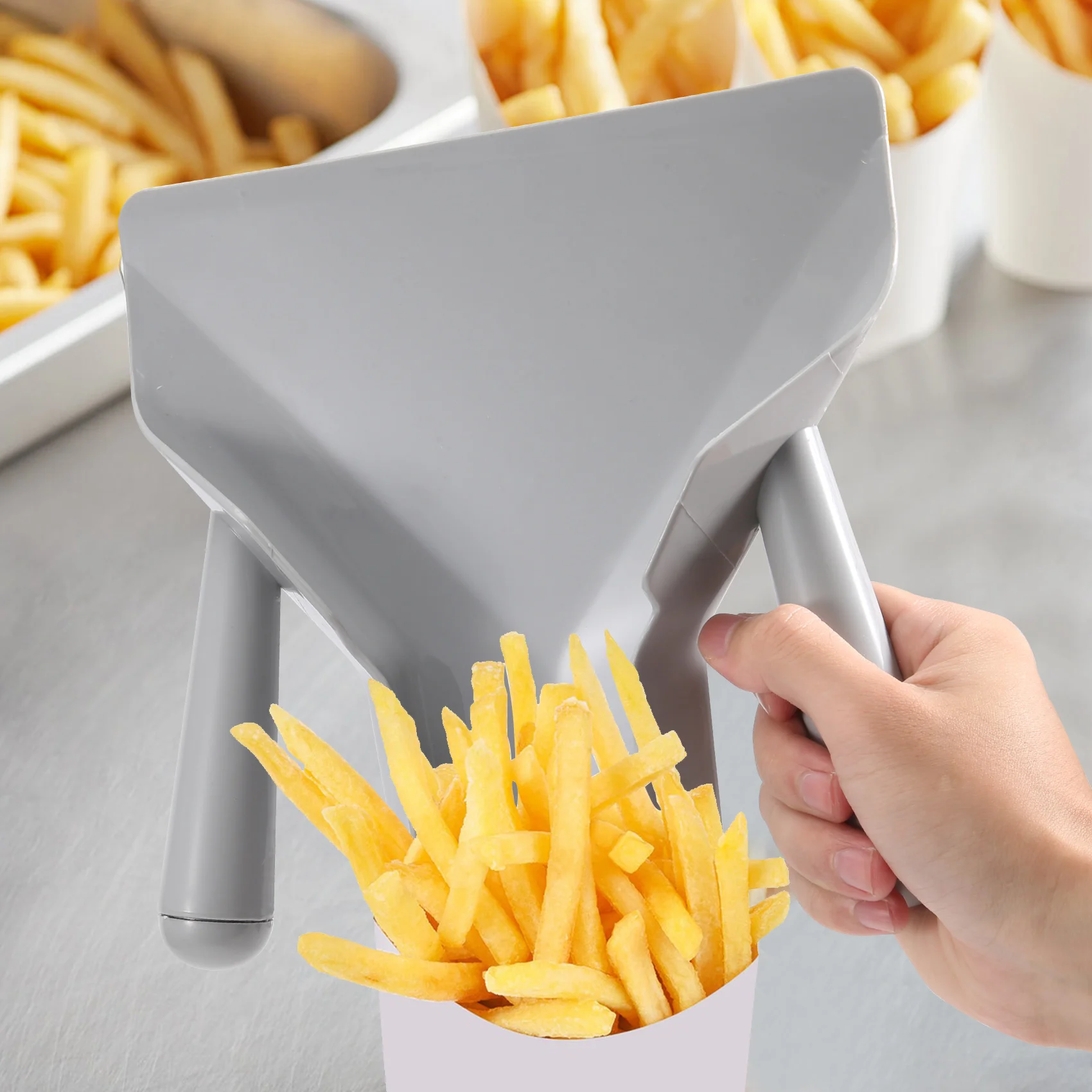 Plastic Chip Scoop French Fries Shovel Loader Chip Packaging Shovel Funnel Popcorn Fast Food Double Handle