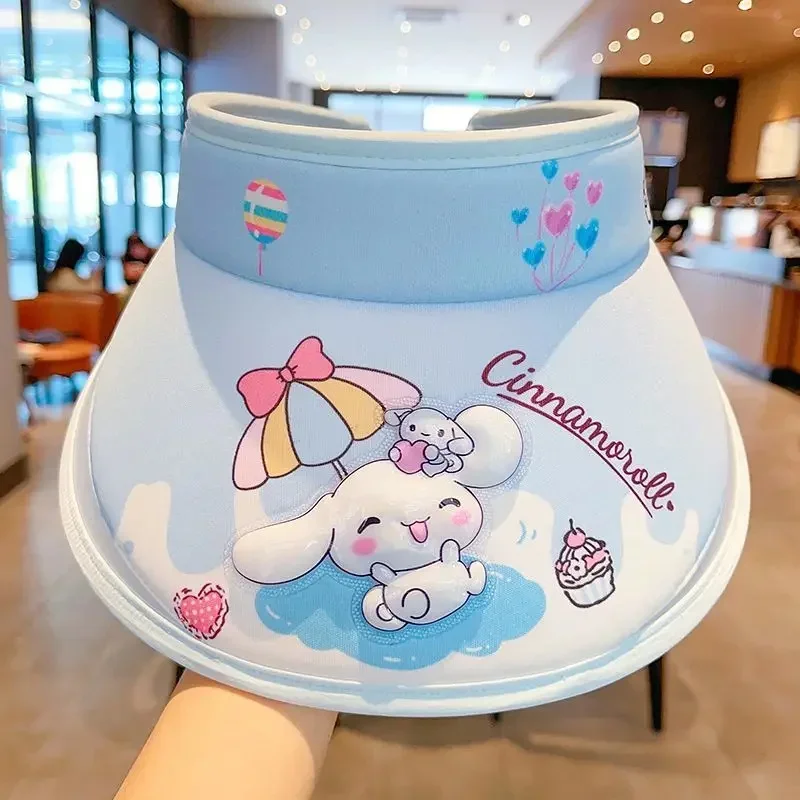 Kawaii Anime Sanrio Kuromi Cinnamoroll Children Sunscreen Hat Cute Cartoon My Melody Pompompurin Anti-Uv Sunshade Cap Kids Gifts