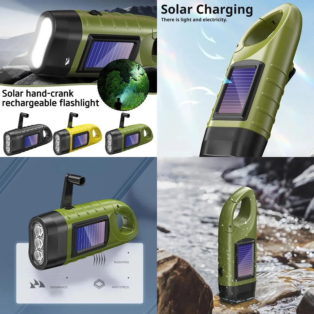 

Многофункциональный светодиодный уличный аварийный светильник на солнечной энергии с ручной зарядкой из АБС-пластика и фонариком с пряжкой