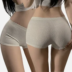 Women's Cotton Waffle Panties Sexy Mid-low Waist Underwear Female Underpants Under Skirt Boxers Shorts M-XL Comfort Fit Lingerie