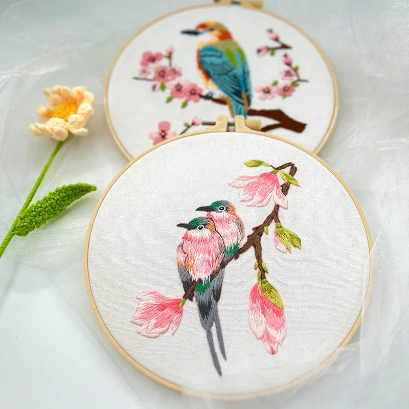 DIY Chinese Embroidery Kit Bird Flower Printed Pattern Cross Stitch Set Needlework Handmade Sewing Craft Painting Dropshipping