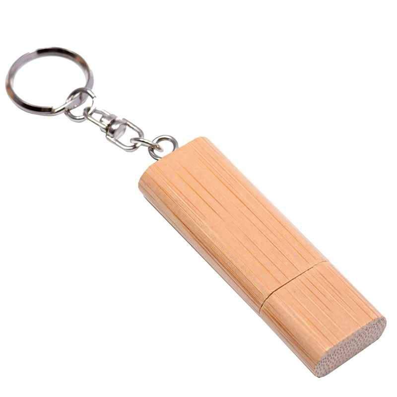 1PCS Free Custom Logo USB 3.0 Flash Drive Key Chain Pen Drive 64GB Wooden Bamboo Pendrive High Speed Memory Stick Creative Gift