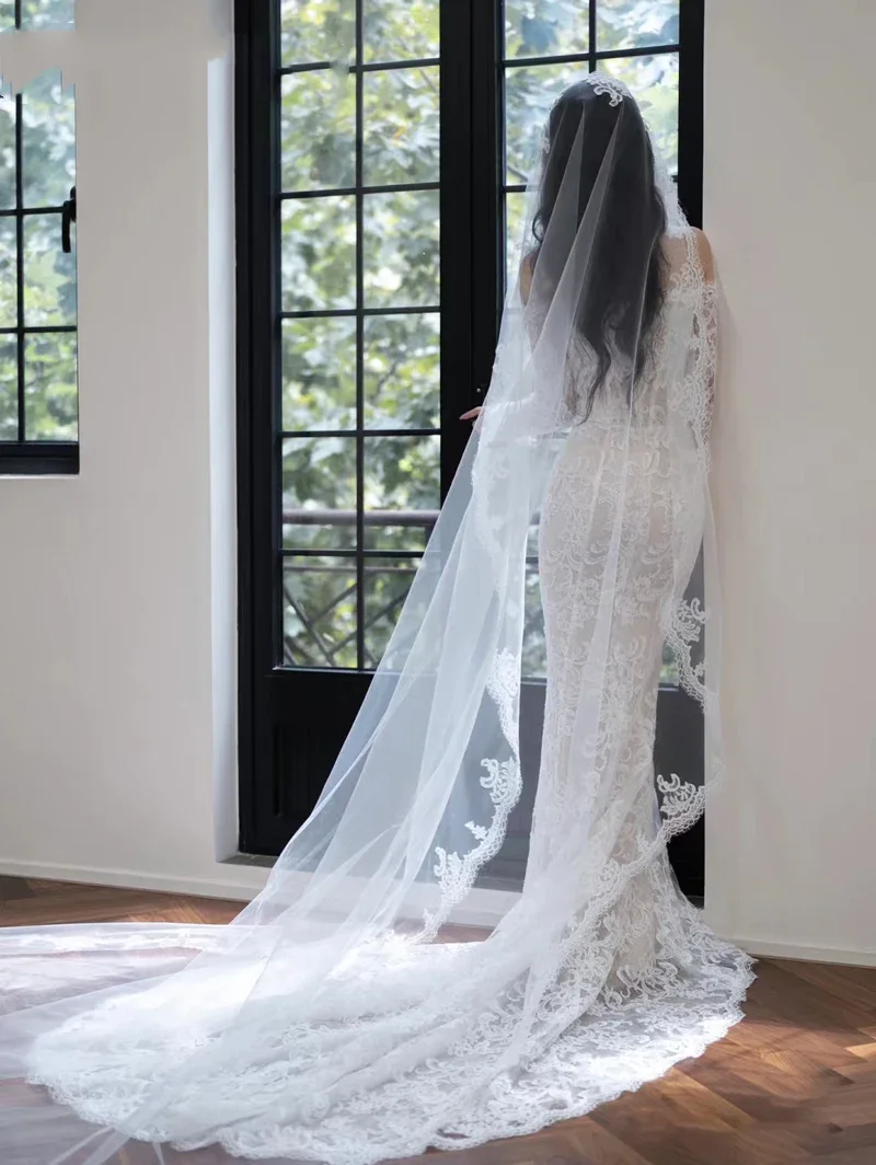 Flavinke Abiti da sposa personalizzati Sirena in pizzo per la sposa Eleganti maniche lunghe al largo della spalla Taglie forti Abiti da sposa