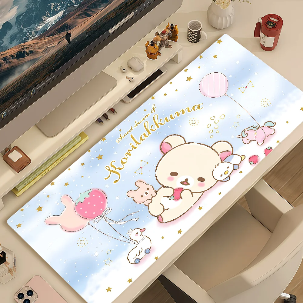 Mouse Pad Non-slip Game Lockedge R-Rilakkuma Kawaii Pink Office Student Gaming Thickened Large Writing Cushion MousePad