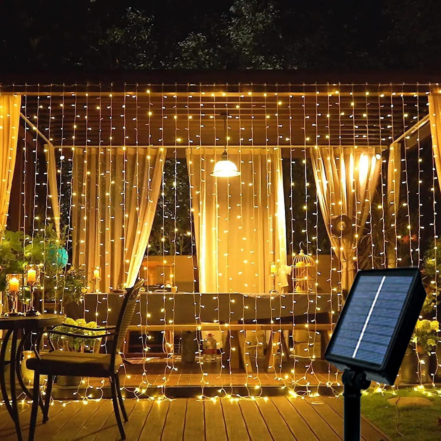 

LED Solar Curtain Lights String 6m 3m Perfect for Garden Fence Wedding Party Christmas Decoration Outdoor Holiday Garland Lamp