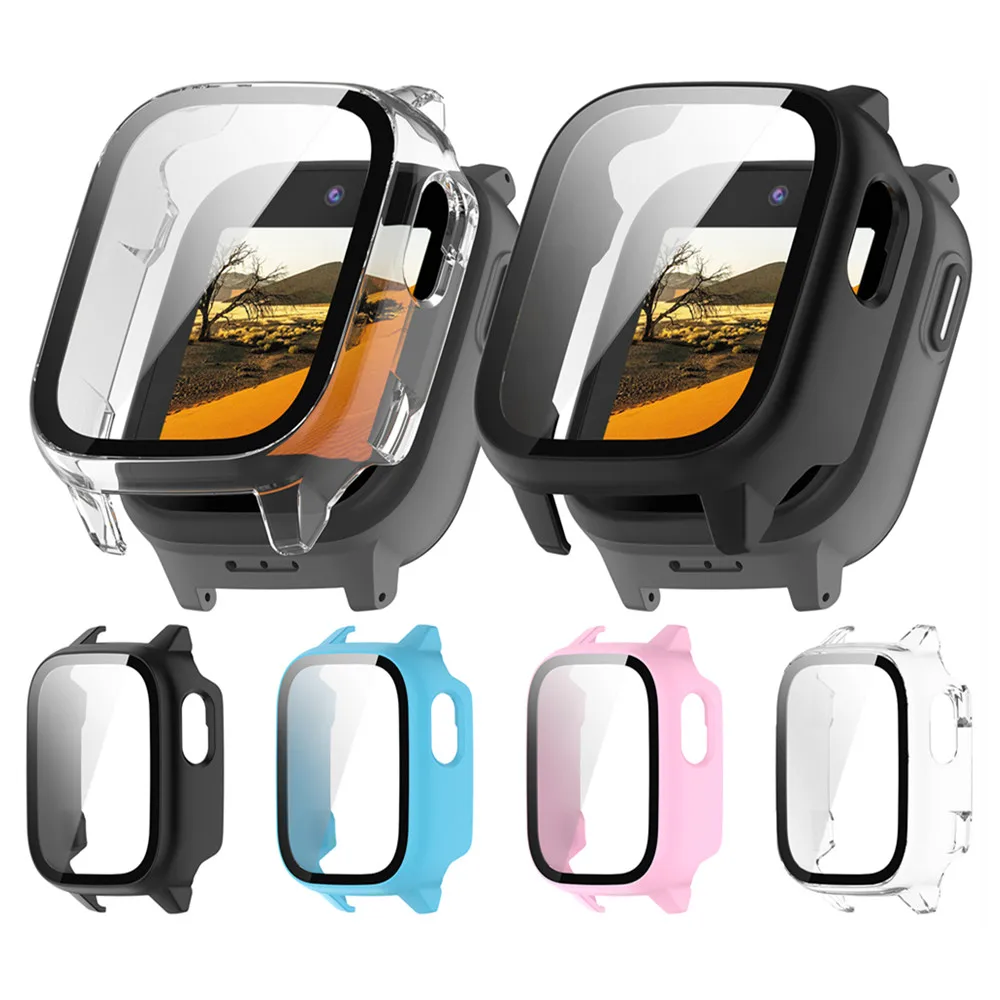 Full Coverage PC Case for Cosmo JrTrack 5 kids' watch with Film Tempered Glass Anti-scratch Screen Protector Accessories Protect