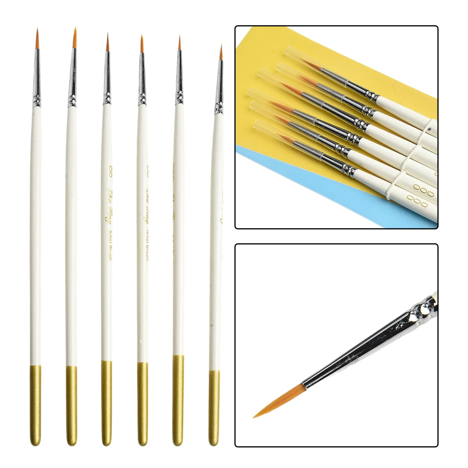 Conjunto de canetas de desenho com 6 pacotes, conjunto de pincéis de pintura a óleo guache para arte para pinturas, tinta de secagem rápida, cores brilhantes, fluxo de tinta consistente