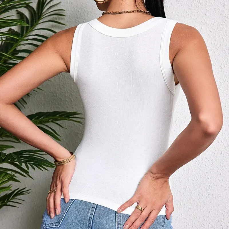 Ladies Four Seasons Solid Color Vest Fashion Joker Young Woman Threaded Camisole plus Size Bottoming Vest