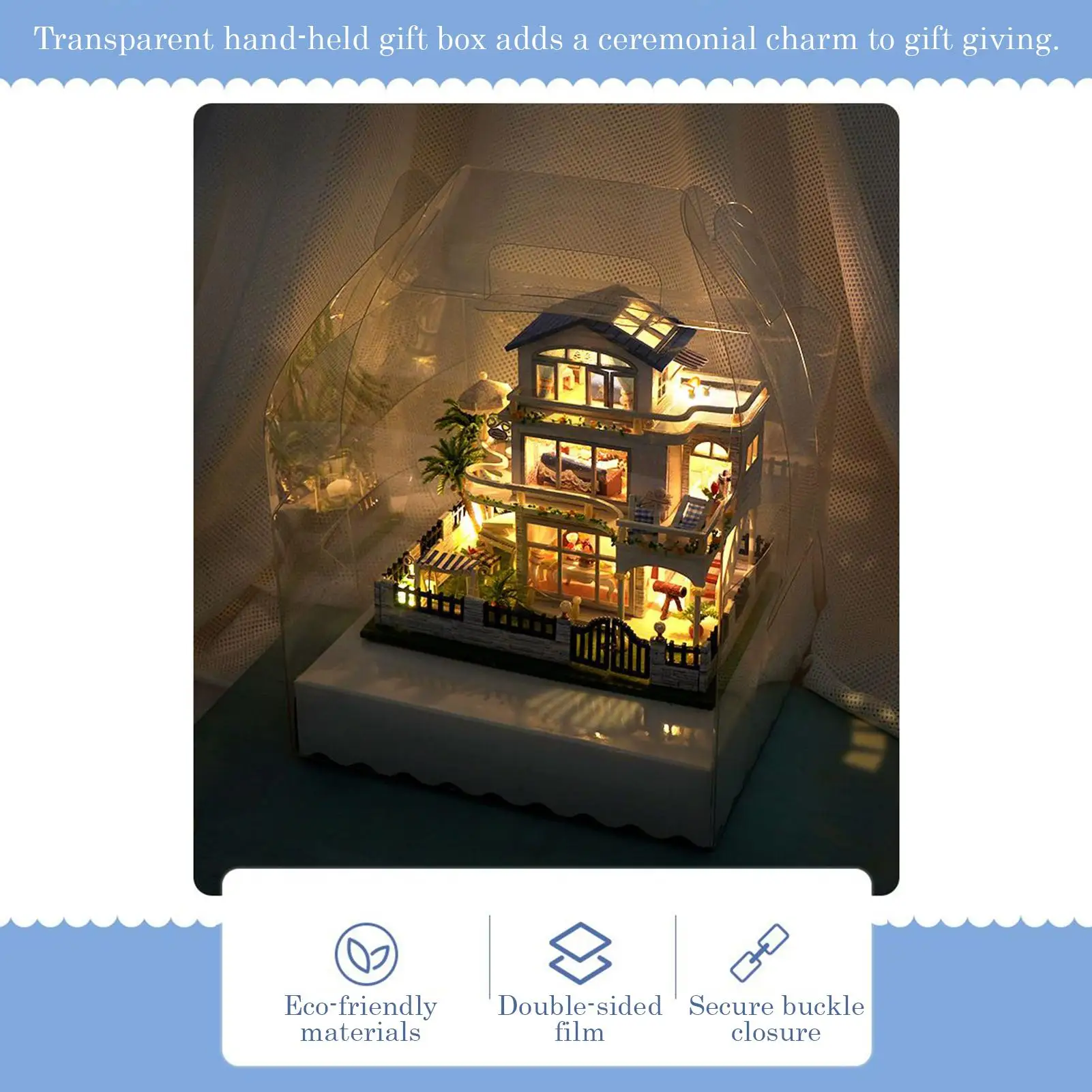 طقم منزل مصغر ثلاثي الأبعاد حرف خشبية صغيرة فيلا نموذج صنع عدة مع LED صانع الحرف اليدوية مجموعات للبنين الشباب النساء الابن