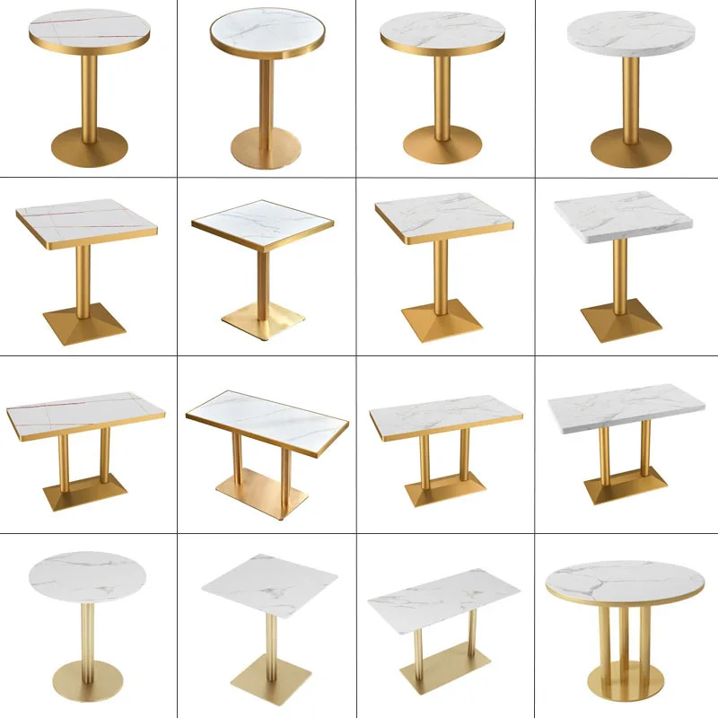 &Modern Luxury Square Restaurant Dining Tables And Chairs Set For Living Room Metal Wood