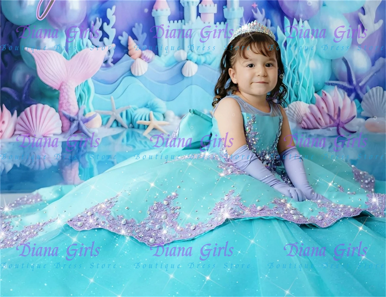 Luxurious Green Flower Girl Dress Tulle Fluffy With Exquisite Purple Applique For Kids Birthday Wedding Evening Ball Gowns image 3