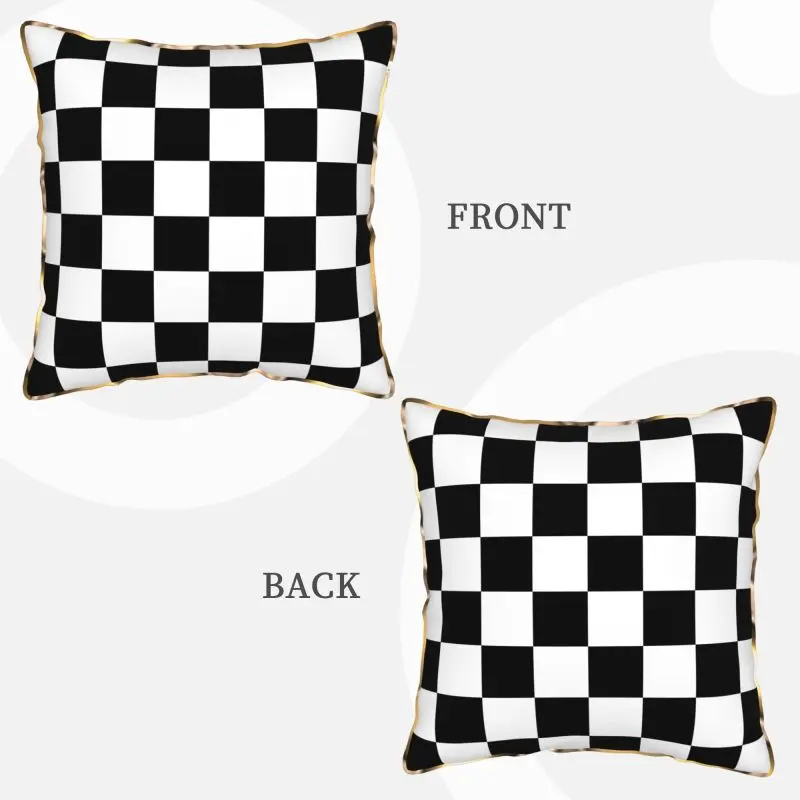 Black and White Checkered Racing Flag Soft Velvet Pillow Cover 18x18 Inch Square Throw Pillowcase Cushion Cover for Car Sofa Bed