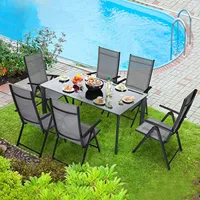 2Pcs Adjustable Folding Patio High Back for Adults Lightweight Aluminum Padded Lawn Chair for Outside, Heavy Duty Supports 120kg