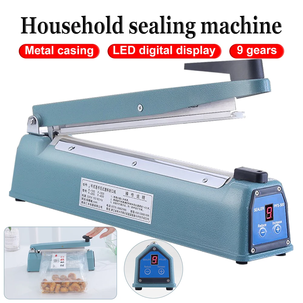 Heat Shrink Sealing for Packaging Bags,Digital Display Hand-operated Sealing Machine,Instant Sealing Machine Impulse Sealer